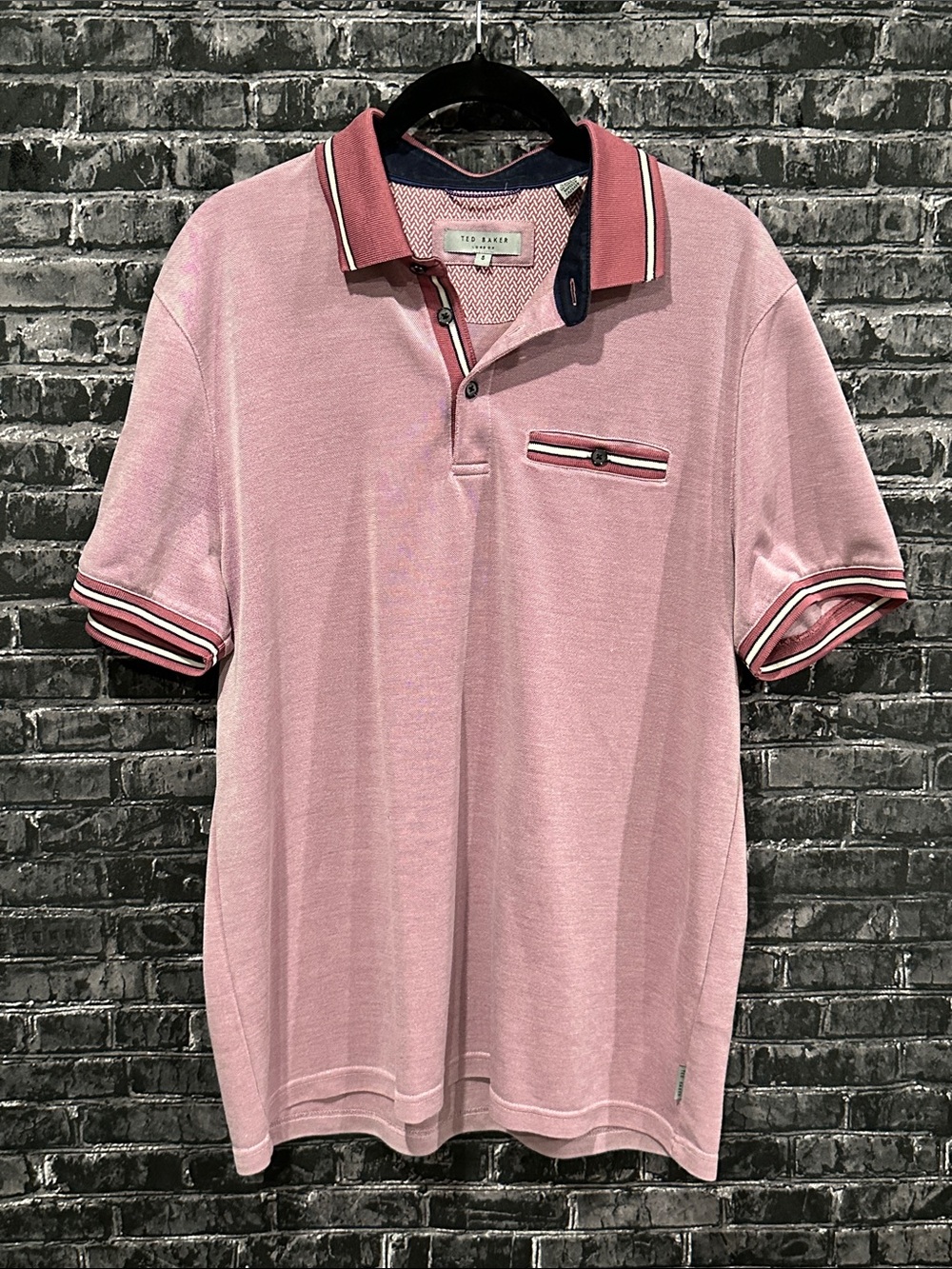 Ted Baker Pink Polo with Contrast Blush Pink Trim
